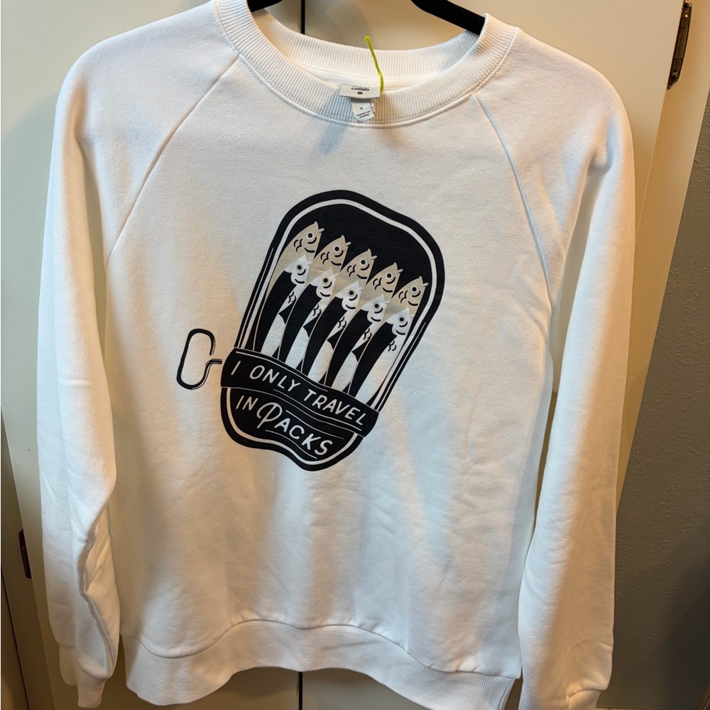 Target Exclusive White Graphic  Sweatshirt with Fish Design Size Small